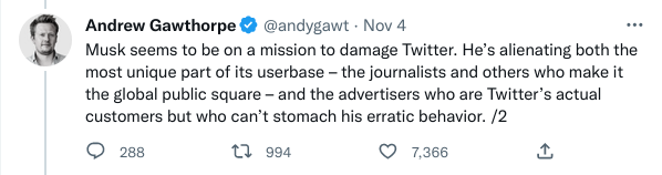 tweet saying journalists make twitter the public square